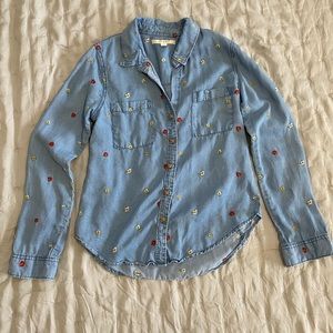 Miami women’s long sleeve denim with multicolor flowers light weight XS